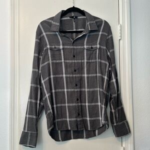 PAIGE Men's Everett Plaid Brushed Cotton Blend Button Down Shirt Size Medium